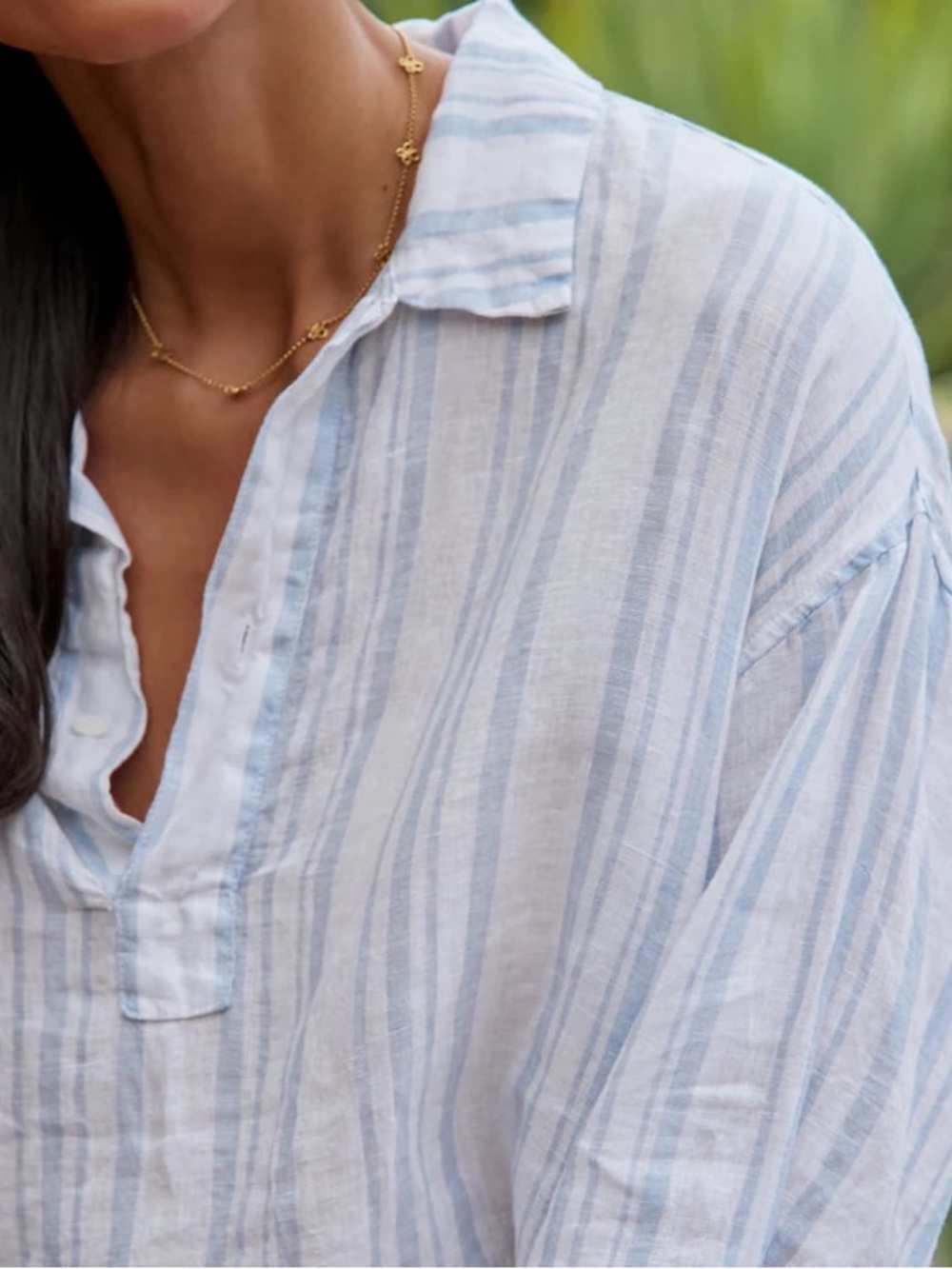 CP Shades Gigi White Linen V-Neck Women's Top - Picture 6 of 8